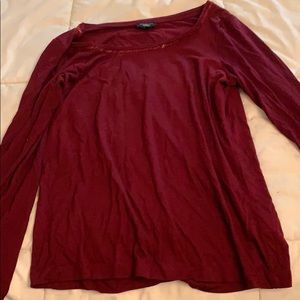 Talbots red shirt with bead work